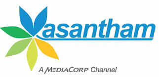 Logo of Mediacorp Vasantham, a media channel that has featured Tamilcube's Tamil tuition.